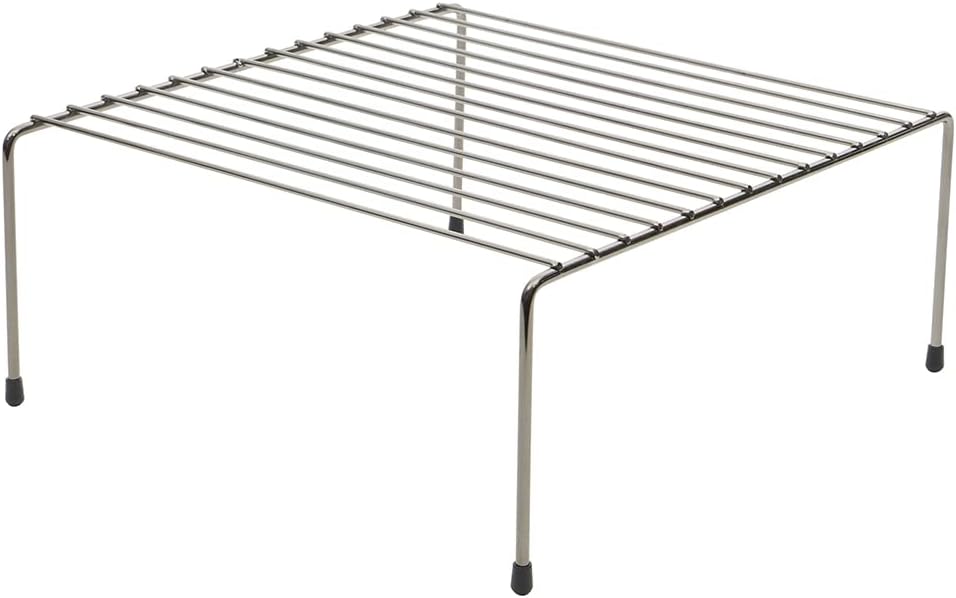 Freestanding Shelf Helper for Dinnerware by Home Basics | Storage Organizer for Cabinets or Countertop | Holds Plates, Bowls, Cups, and More | Rubber Feet