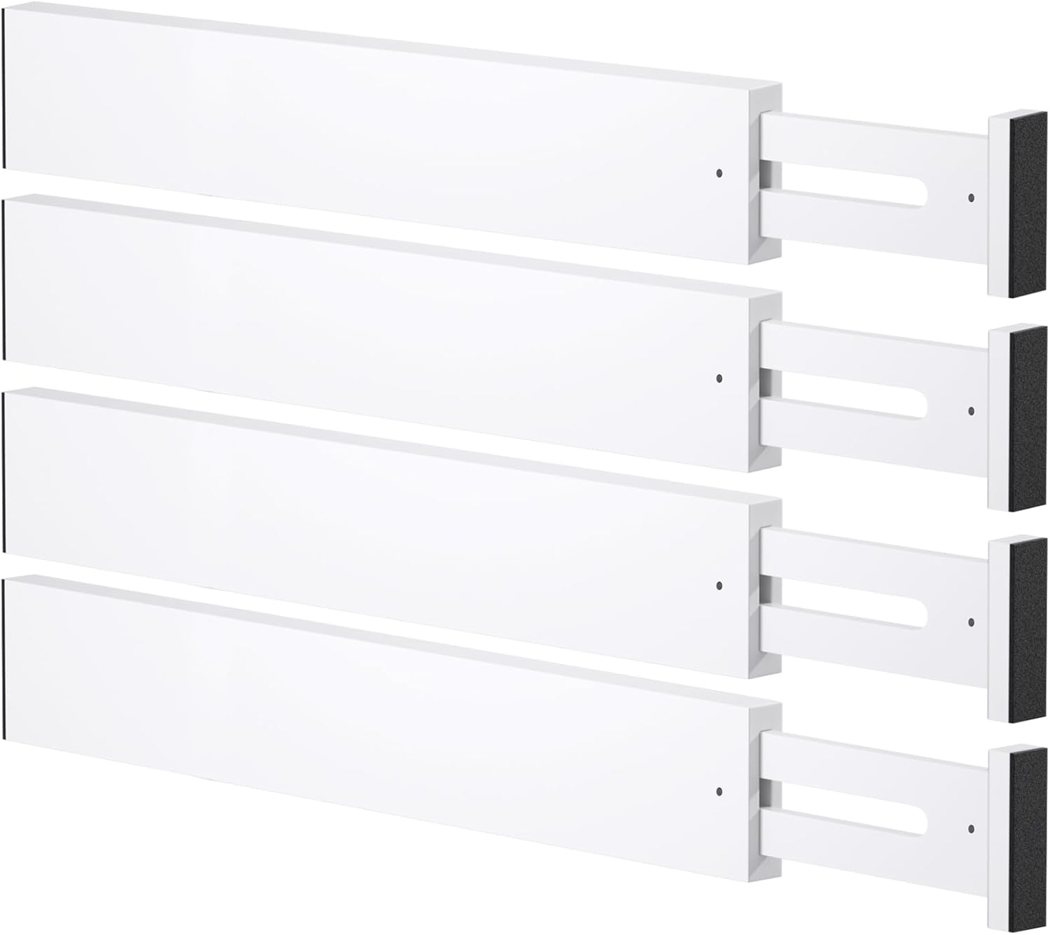 Bamboo Drawer Dividers,17-22" Adjustable Kitchen Drawer Organizer for Clothes,4 Pack Expandable Drawer Organization Separators for Bedroom,Bathroom,Dresser and Office,White
