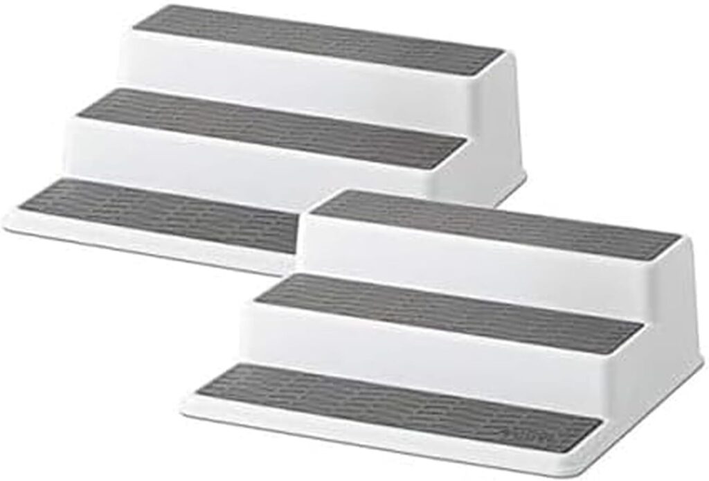 Copco Grey 2 Non-Skid 3-Tier Spice Rack Organizer for Pantry, 2-Pack, 10-Inch