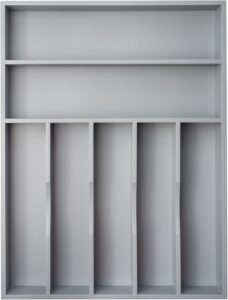 Besilord Silverware Organizer 13 Inch Gray Bamboo Kitchen Drawer Organizer 7 Slots Utensil Organizer Silverware Holder Cutlery Organizer Flatware Tray (Large)