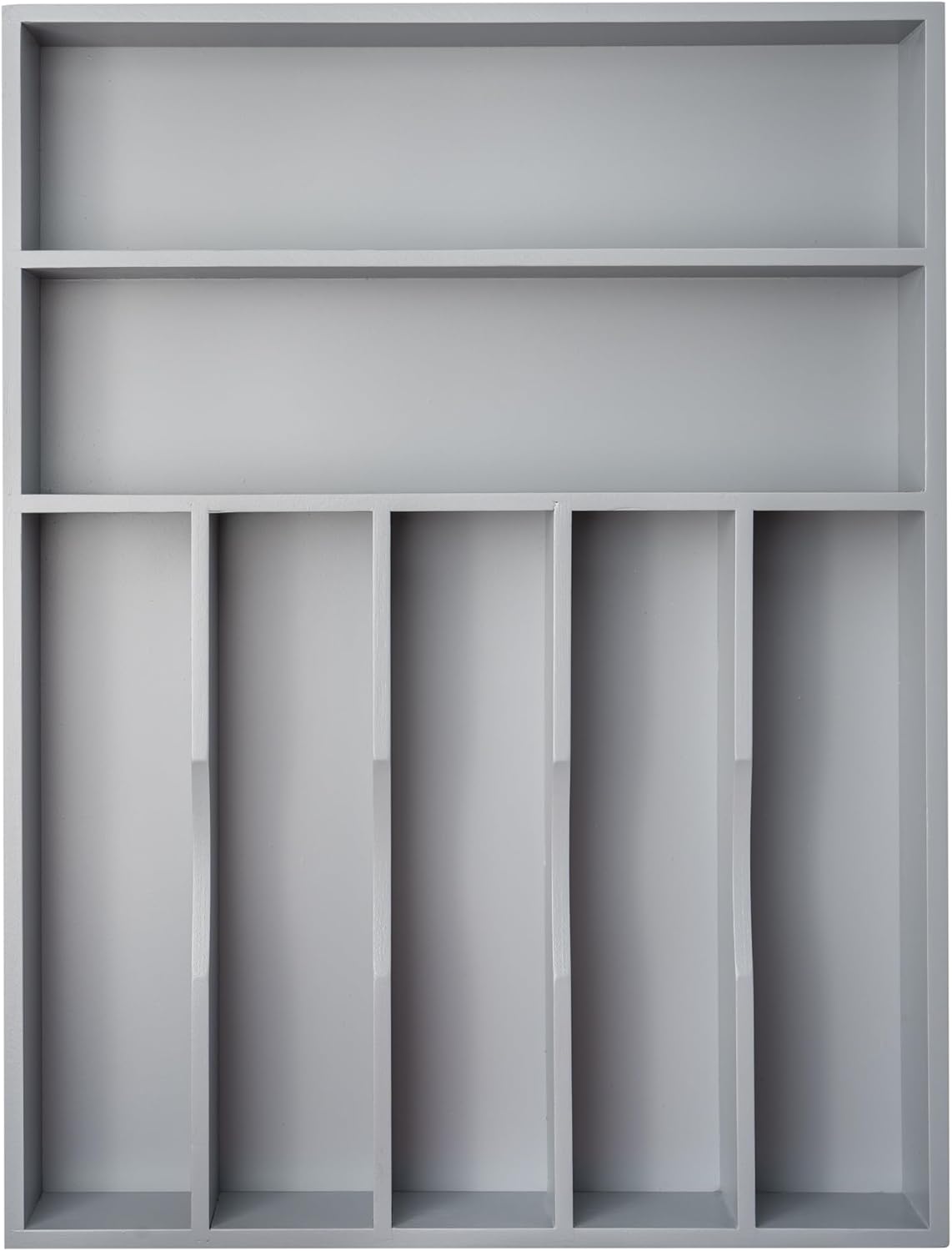 Besilord Silverware Organizer 13 Inch Gray Bamboo Kitchen Drawer Organizer 7 Slots Utensil Organizer Silverware Holder Cutlery Organizer Flatware Tray (Large)