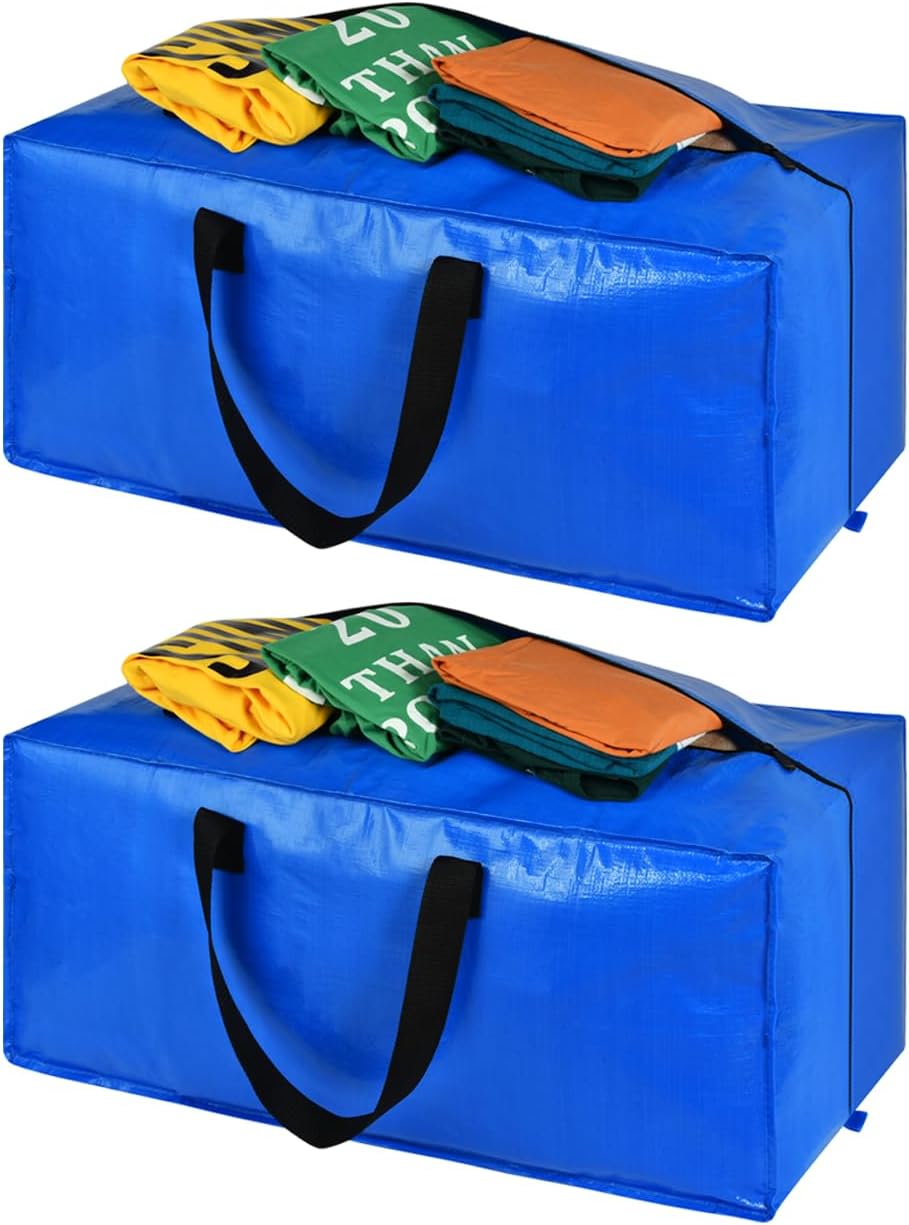 Moving Bags, Storage Totes, Extra Large Storage Bags for Moving Supplies, College Dorm Essentials, Bedroom Closet, Packing Bags with Backpack Handles Zipper Compatible with IKEA Frakta Cart2 Pack