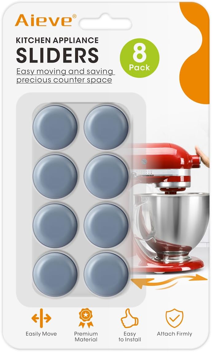Aieve Appliance Sliders, 8 Pcs Small Appliance Slider for Countertop, Self Adhesive Caster Wheels Rollers, Coffee Bar Accessories Kitchen Gadgets Home Must Have for Mixer Coffee Maker Air Fryer