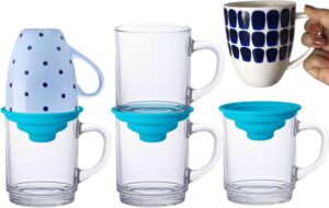 Mug Stacker Kitchen Cabinet Shelf Organizer - Cupboard and Pantry Organization - Expandable and Stackable Storage Solution for Tea Cups and Coffee Mugs - Save Space and Stay Organized (3Pcs Blue)