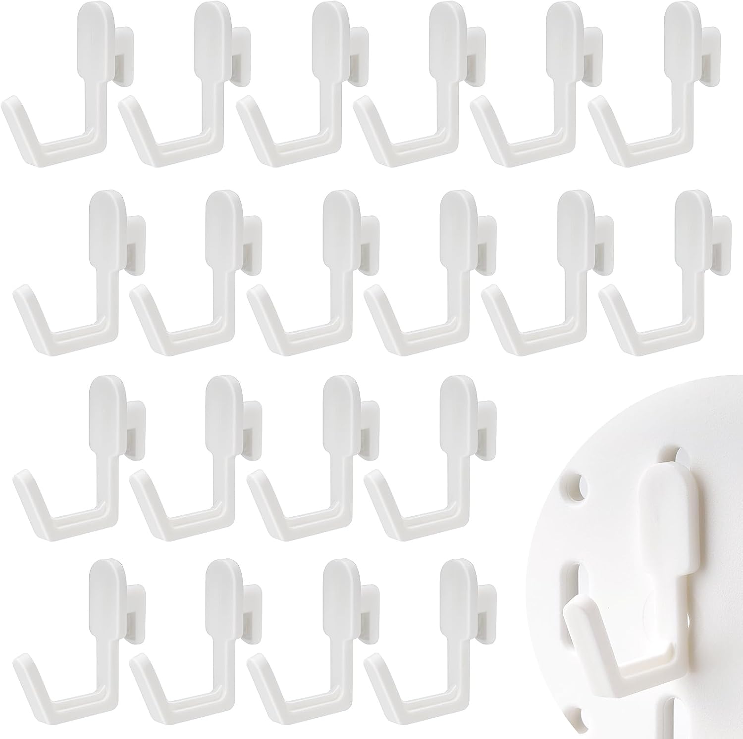 Plus tard 20Pcs Pegboard Hooks, Peg Board Hooks for Hanging, Peg Board Organizer Accessories Compatible with IKEA Skadis Pegboard, Universal Hangers for Garage Kitchen and Office