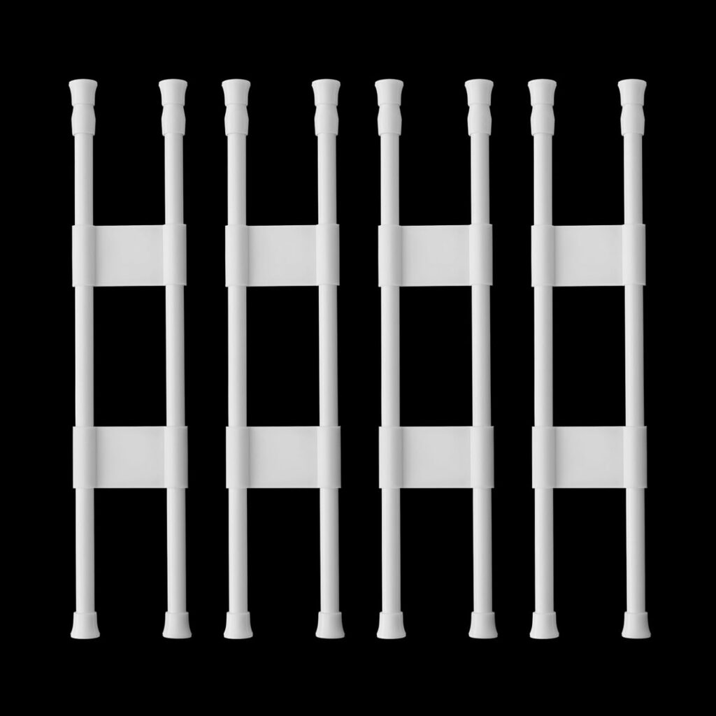 4 Sets Double RV Refrigerator Bars, 15.8-27.6 Inches Non-Slip Adjustable RV Fridge Tension Rods, for Camper Refrigerator, Kitchen, Bookshelf, Cupboard-White