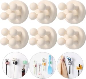 iBetterLife Self-adhesive Silicone Hook Holders - 6Pcs Mounted to Wall for Clipping Hanging Toothbrush Razor Towel Key Plug Cable, Utility Holders for Kitchen Bathroom Home Office Dorm Room Essentials