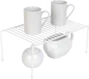 Smart Design Cabinet Storage Shelf Rack - Medium (8.5 x 13.25 Inch) - Steel Metal Wire - Cupboard, Plate, Dish, Counter & Pantry Organizer Organization - Kitchen [White]