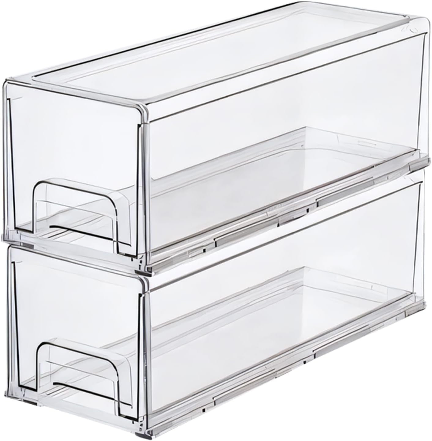 Clear Plastic Stackable Storage Drawers Bins, Perfect for Kitchen Pantry Organization and Storage, Under Sink Organizer, Pull Out Cabinet Organizer, Makeup, Bathroom Storage Containers for Organizing