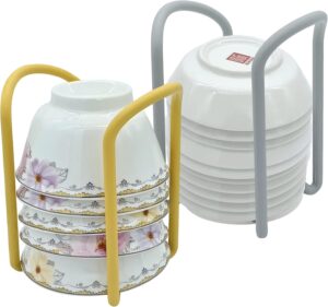 2 Pack Telescopic Tray Storage Rack, Dish Drying Rack, Multi-Functional Plates Cup Bowl Pot Pan Lid Storage Holder Organizer for Kitchen Cabinet
