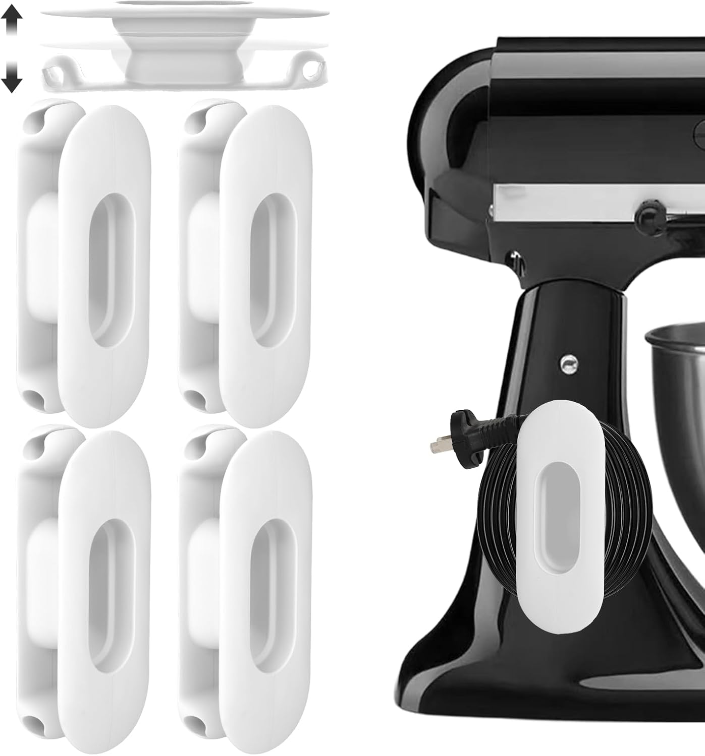 Large Capacity Cord Organizer for Appliances, Upgraded Adjustable Kitchen Appliance Cord Holder Wraps Keeper Stick on Mixer,Coffee Maker,Pressure Cooker,Air Fryer,Kitchenaid and Other Appliances,White