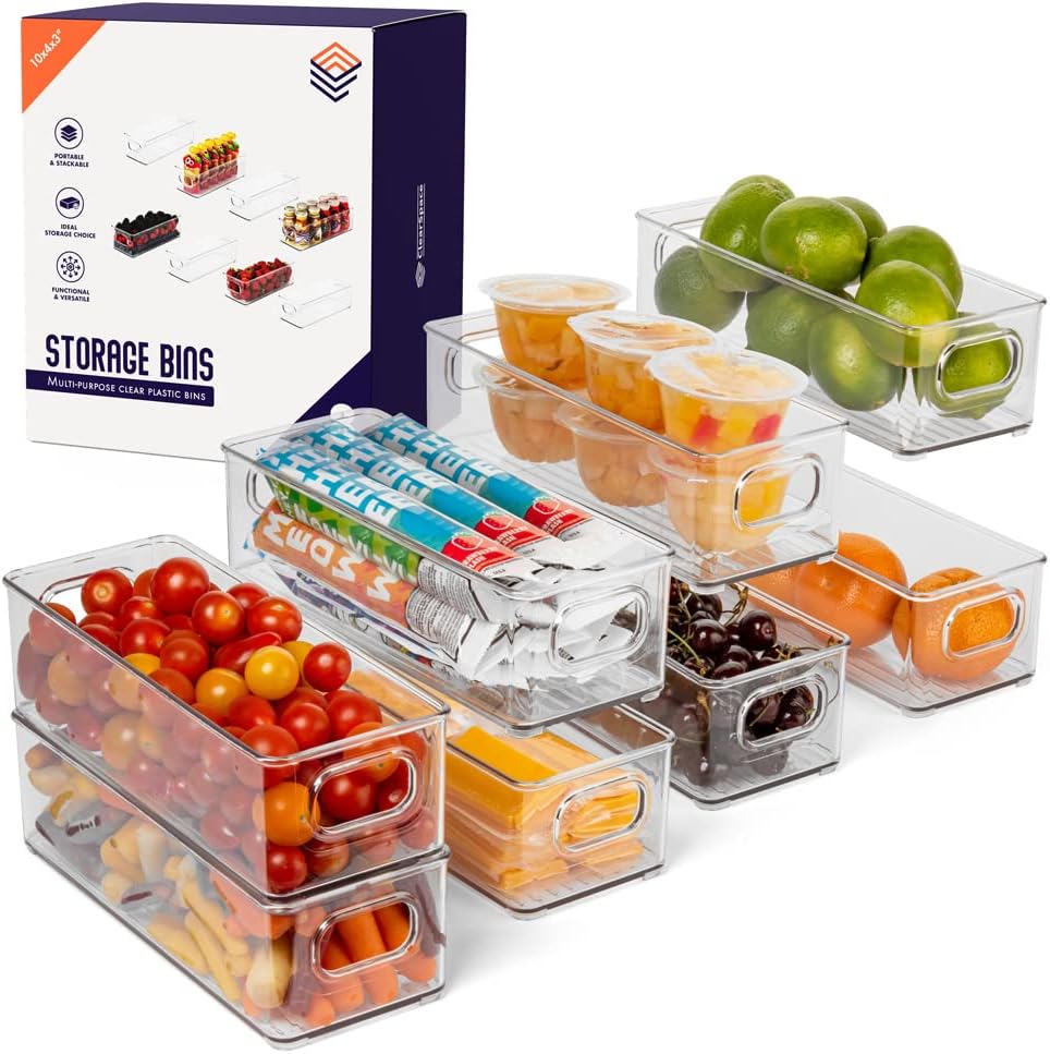 ClearSpace Plastic Pantry Organization and Food Storage Bin  Great Kitchen Organization and Kitchen Storage  Fridge Organizer Bins 8 Pack