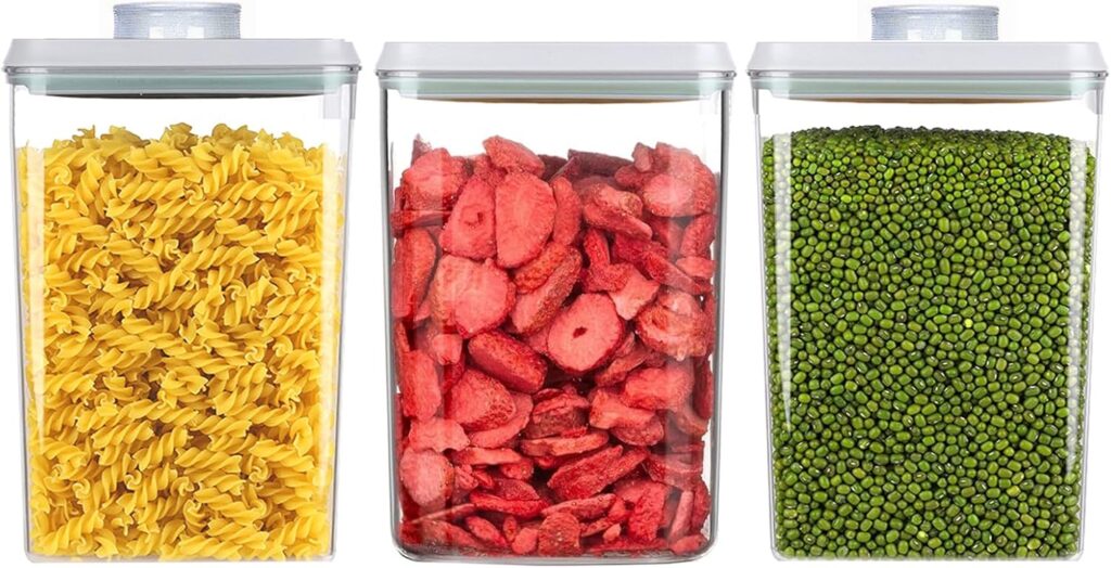 Melovom Pop Food Storage Containers Airtight Food Storage Containers Set with Lids Kitchen Pantry Organization and Storage, Stackable, BPA Free, 3 x 1.2Qt