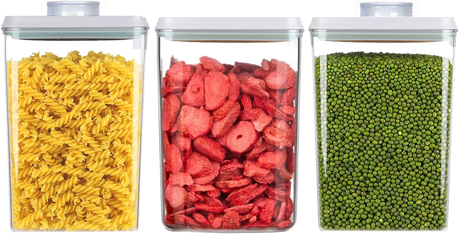 Melovom Pop Food Storage Containers Airtight Food Storage Containers Set with Lids Kitchen Pantry Organization and Storage, Stackable, BPA Free, 3 x 1.2Qt
