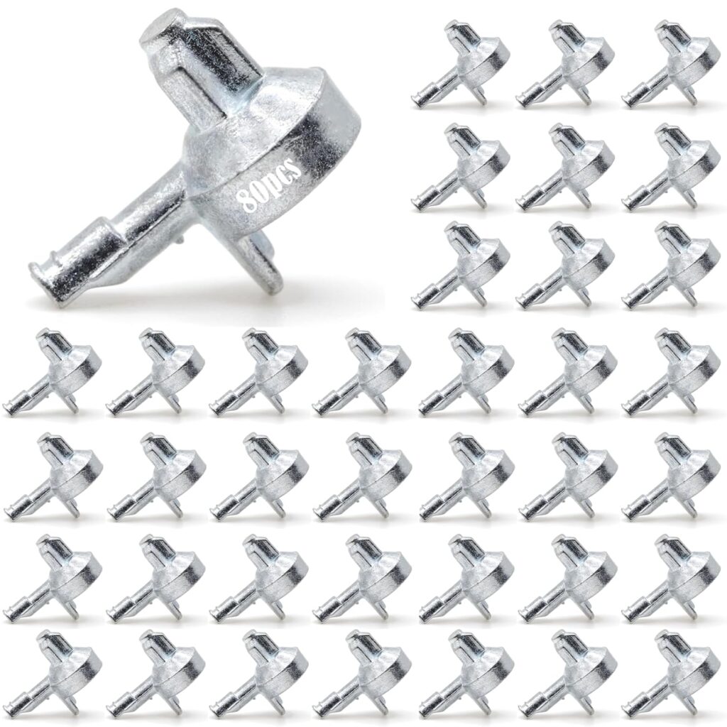 80pcs Shelf Support Pegs Replacement, for Wood Shelving Shelf Support Holders Pin, Compatible Zinc Alloy Kitchen Cabinet Shelves Pegs Metal Bookshelf Pin, with IKEA Part 131372 Reliable Shelf Pegs