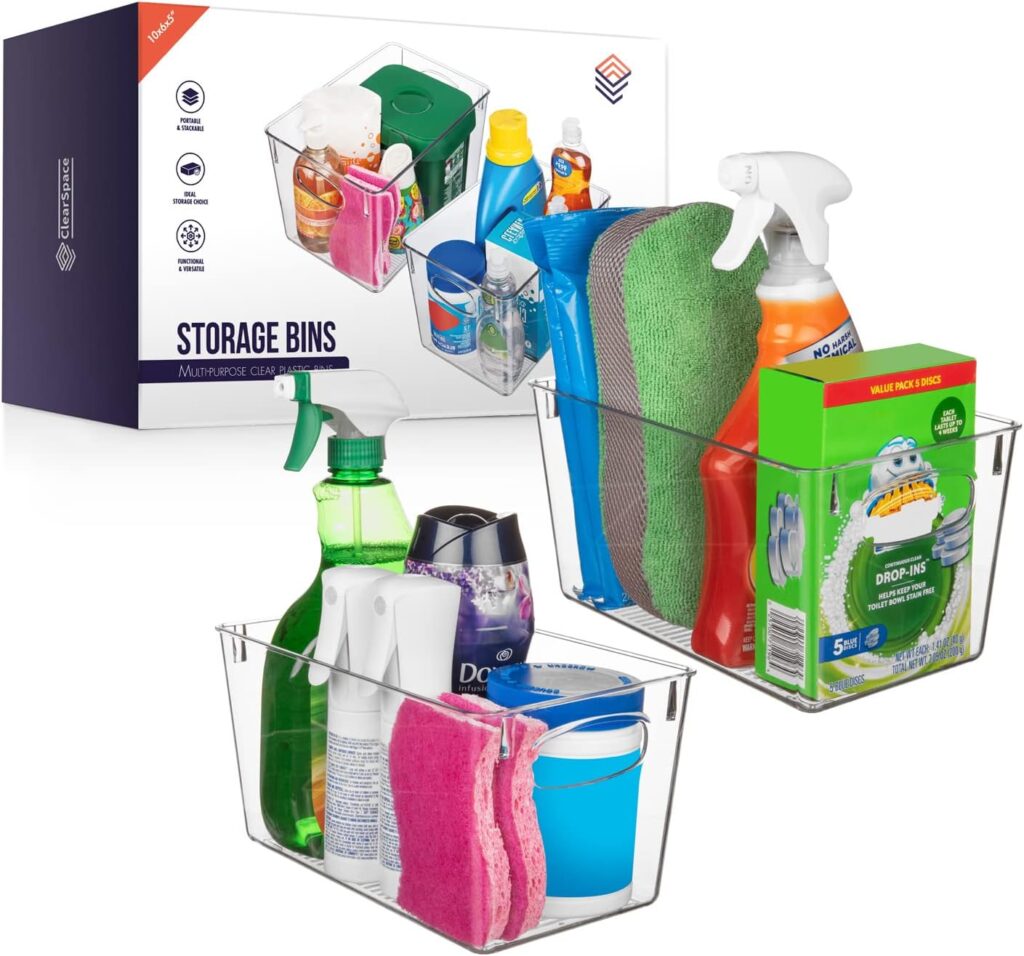 ClearSpace Clear Plastic Storage Bins  Perfect Kitchen Organization and Storage or Pantry Storage  Fridge Organizer, Pantry Organization and Clear Storage Bins, Cabinet Organizers