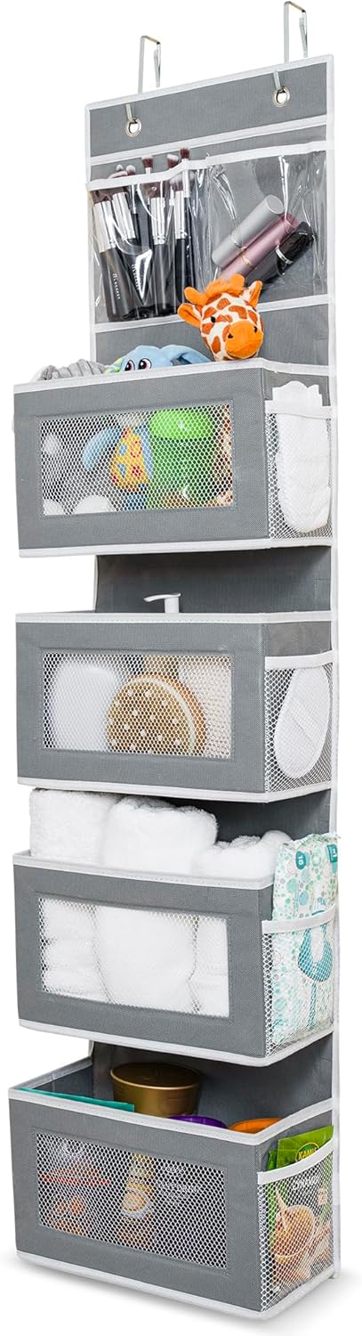 Wondersome Over the Door Organizer - Clear Mesh Window Hanging Storage Rack - Closet/Wall Organization for Bedroom, Bathroom, Kids Room - Space Saving Shelves for Clothes, Shoe, Towel - US-Based Brand