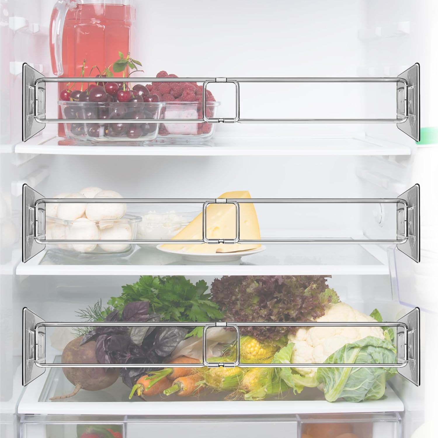 (3-Pack Adjustable RV Fridge Bar, 6.7"13" Stainless Steel Refrigerator Tension Rods for Camper, Trailer, Motorhome, and Kitchen Cabinet Organization Accessories