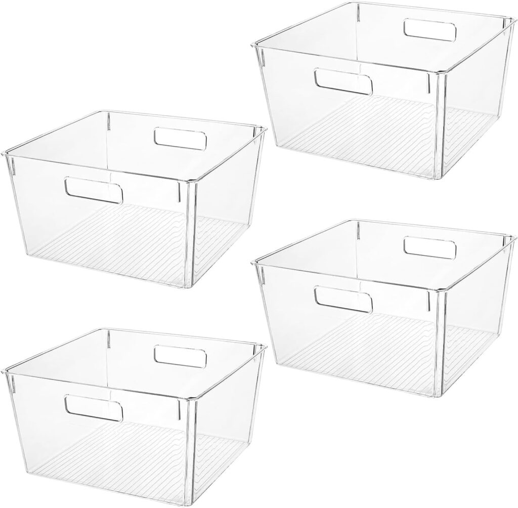 Extra Large Clear Plastic Storage Bins, Perfect for Kitchen Organization or Pantry Organization and Storage, Laundry Room, Fridge, Freezer Organizer Plastic Storage Containers for Organizing