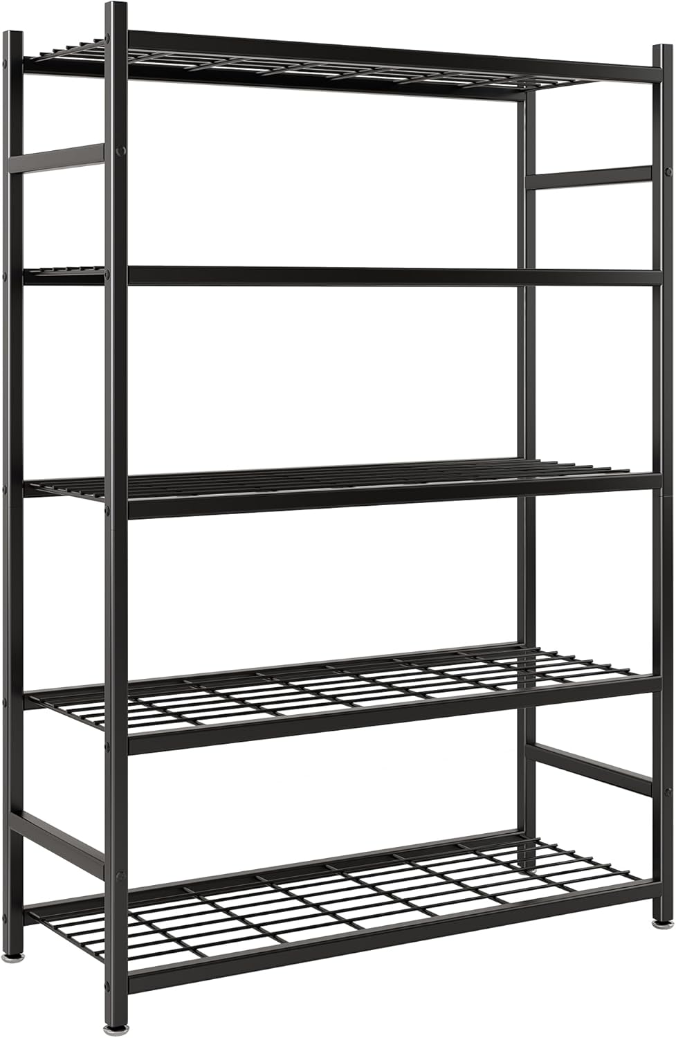 Storage Shelves, 5-Tier Metal Shelving Unit with Adjustable Feet, Shelf Organizer for Garage, Kitchen, Pantry and Closet Organization, 36.4" x 11.8" x 68.3", Black