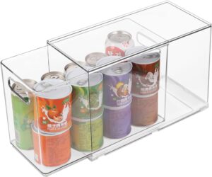 Taiuloo Clear Stackable Storage Drawers - 9.51 Quart Large Plastic Organizer Bins with Pull-Out Drawer, Kitchen Fridge, Bathroom Vanity & Pantry Cabinet Organization