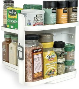 Cabinet Caddy SNAP! Spice Rack Organizer for Cabinet - Slide & Rotate Seasoning Organizer - 4 Snap-In Adjustable Shelves for 5 Tier of Storage - Magnetic Modular Design - 8.9H x 6.1W x 10.8D