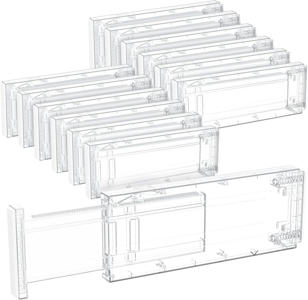 Lifewit 12 Pack 4" High Drawer Dividers 28-43.5cm/11-17" Adjustable Drawer Organizer for Clothes/Utensils, Expandable Drawer Organizer in Dresser/Kitchen/Bedroom/Office Organization & Storage Clear
