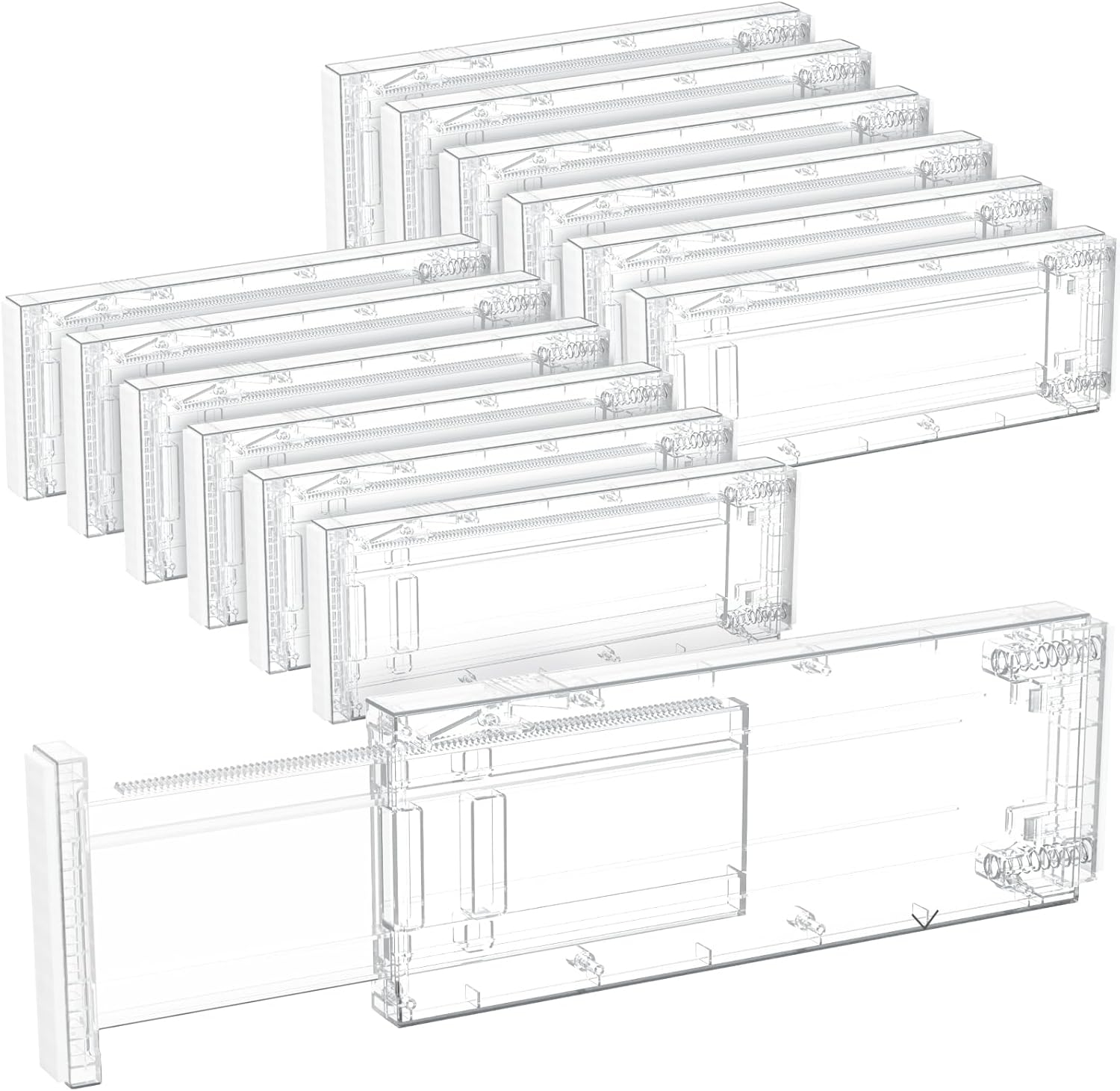Lifewit 12 Pack 4" High Drawer Dividers 28-43.5cm/11-17" Adjustable Drawer Organizer for Clothes/Utensils, Expandable Drawer Organizer in Dresser/Kitchen/Bedroom/Office Organization & Storage Clear