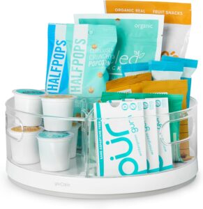 YouCopia Crazy Susan Lazy Susan Organizer, 3 BPA-Free Removable Clear Bins with Handles, Rotating Storage Turntable for Kitchen Cabinet, Pantry and Bathroom Organization