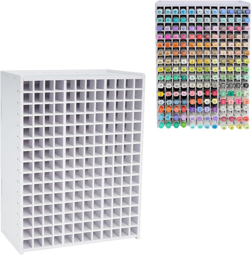 SANFURNEY Marker Pen Organizer Holder for 180 Markers, Craft Art Supply Storage Rack, Desktop Art Marker Pens Colored Pencils Holder Storage Case for Home Classroom Office