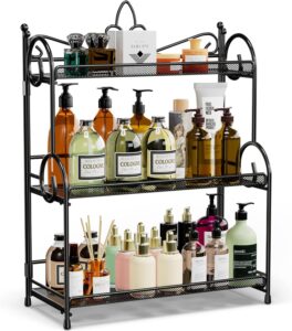 YIUKEA Bathroom Organizer Countertop - 3 Tier Spice Rack Organizer, Counter Organization and Storage for Bathroom, Kitchen, Bedroom, Offices, Foldable