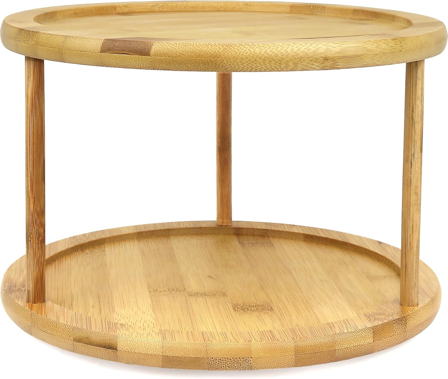 Greenco Premium Bamboo 2 Tier Lazy Susan Turntable,Brown