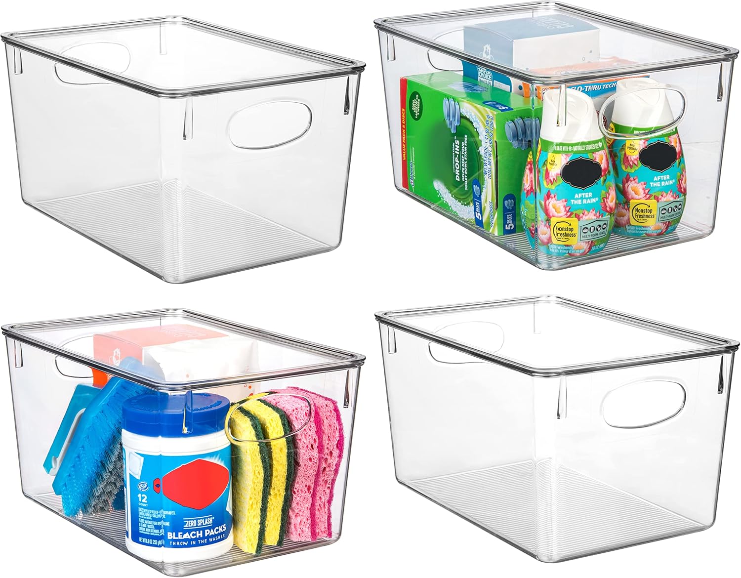 CLEARSPACE Plastic Storage Bins With lids  Perfect Kitchen Fridge Organizer, Pantry Organization, Cabinet Organizers (4 Pack)