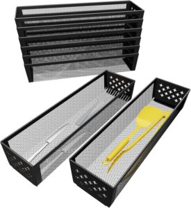 Simple Trending Silverware Drawer Organizer, 8 Pack Utensil Organizer for Kitchen Drawers, Metal Storage for Spoons Forks Knives (12.2 * 3.2 * 2.1 Inches, Black)