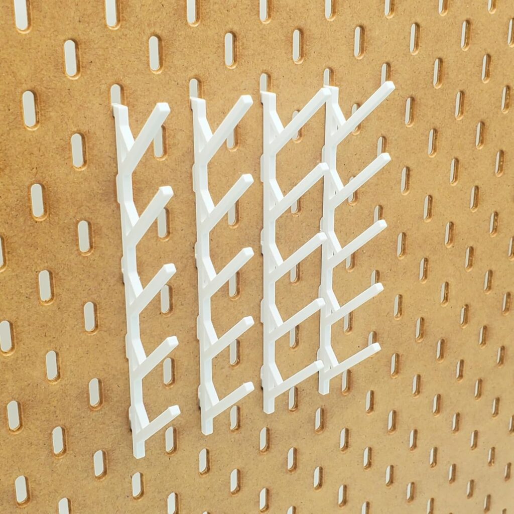 'Just Hanging' Pegboard 5 Spot Thread Display Storage, Compatible with IKEA SKADIS Pegboards. for Sewing Spools and Threads Organization (4, Glossy White)