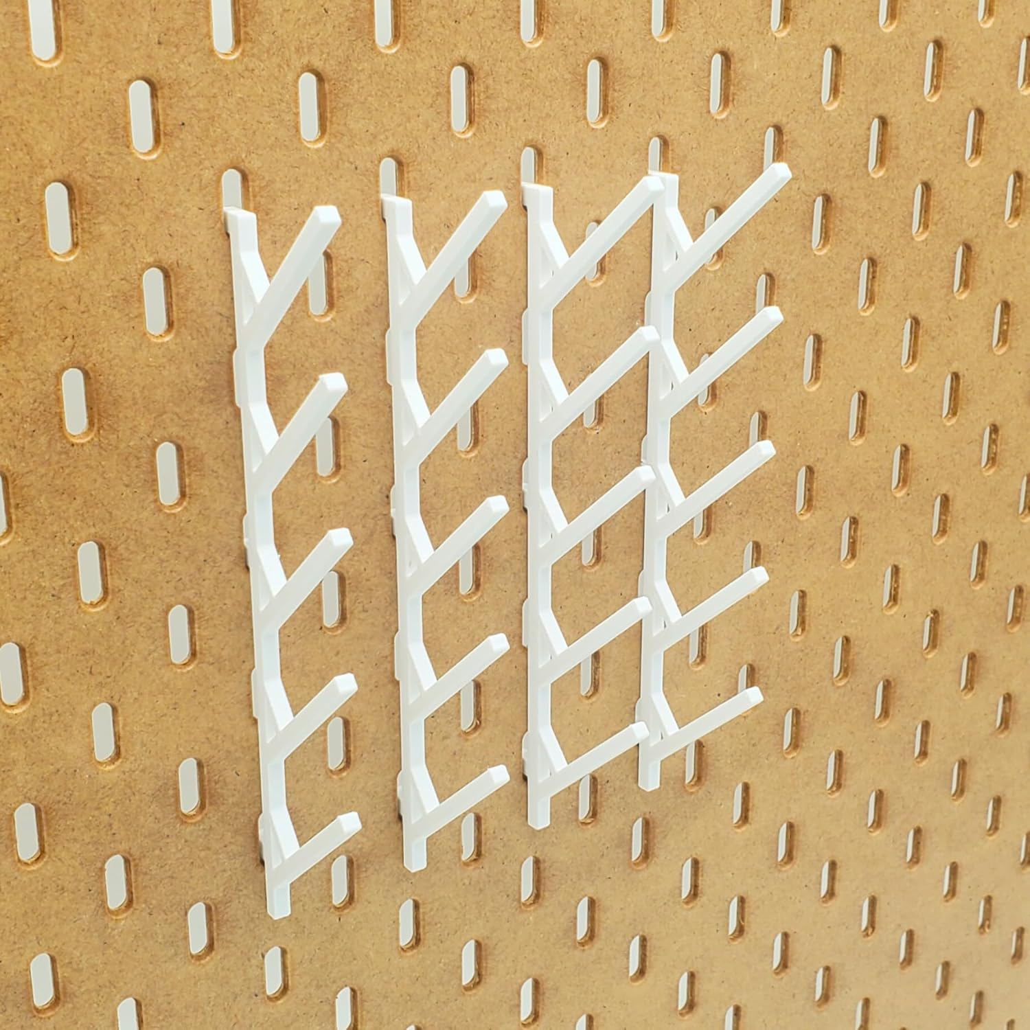 'Just Hanging' Pegboard 5 Spot Thread Display Storage, Compatible with IKEA SKADIS Pegboards. for Sewing Spools and Threads Organization (4, Glossy White)