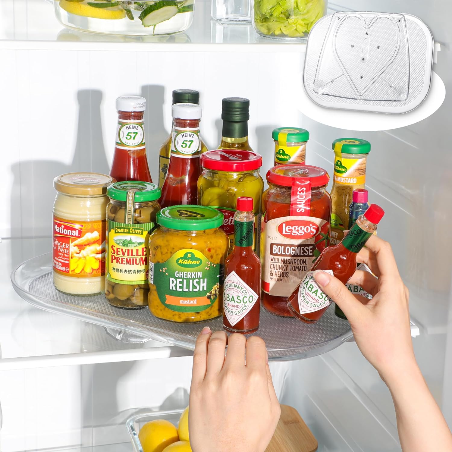 LAMU Lazy Susan Organizer 14.56''x11'' for Refrigerator Organizers and Storage Fridge Organization, Turntable Condiment Organizer for Kitchen, Table Top, Cabinet, Pantry, Countertop, 1 Pack