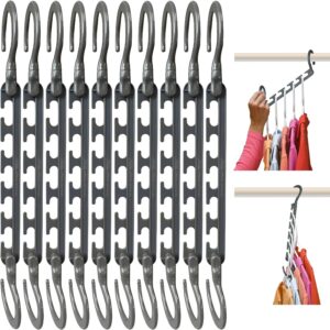 Wonder Hanger Max 10-Pack Space Saving Hangers, Reinforced Hooks Swivels 360, Cascading Hanger, College Dorms & Storage Closet Organizer, Fully Assembled  Grey
