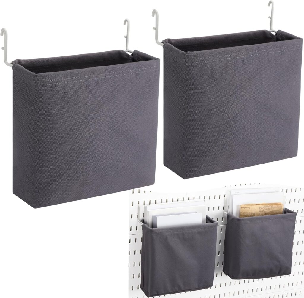 4 Pcs Pegboard Bags with Hooks Woven Pegboard Baskets Pegboard Accessories Compatible with IKEA Pegboard for Wall Organizer, Crafts Organization, Ornaments Display, Nursery Storage