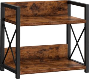 Giikin Countertop Shelf Organizer, 2 Tier Kitchen Spice Rack for Countertop, Wood Coffee Counter Shelf Organizer for Home (Brown, S)