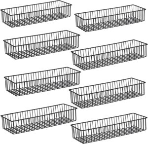 Farmhouse Dcor Metal Wire Organizer Storage Basket Bin(8 Pack)-Toilet Paper Storage-Organization and Storage for Bedroom, Bathroom, Kitchen Cabinets, Pantry, Laundry Room, Garage (Black)