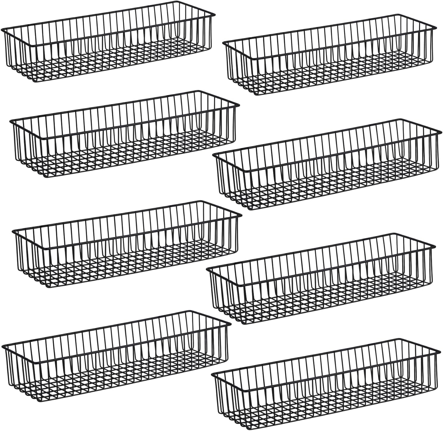 Farmhouse Dcor Metal Wire Organizer Storage Basket Bin(8 Pack)-Toilet Paper Storage-Organization and Storage for Bedroom, Bathroom, Kitchen Cabinets, Pantry, Laundry Room, Garage (Black)