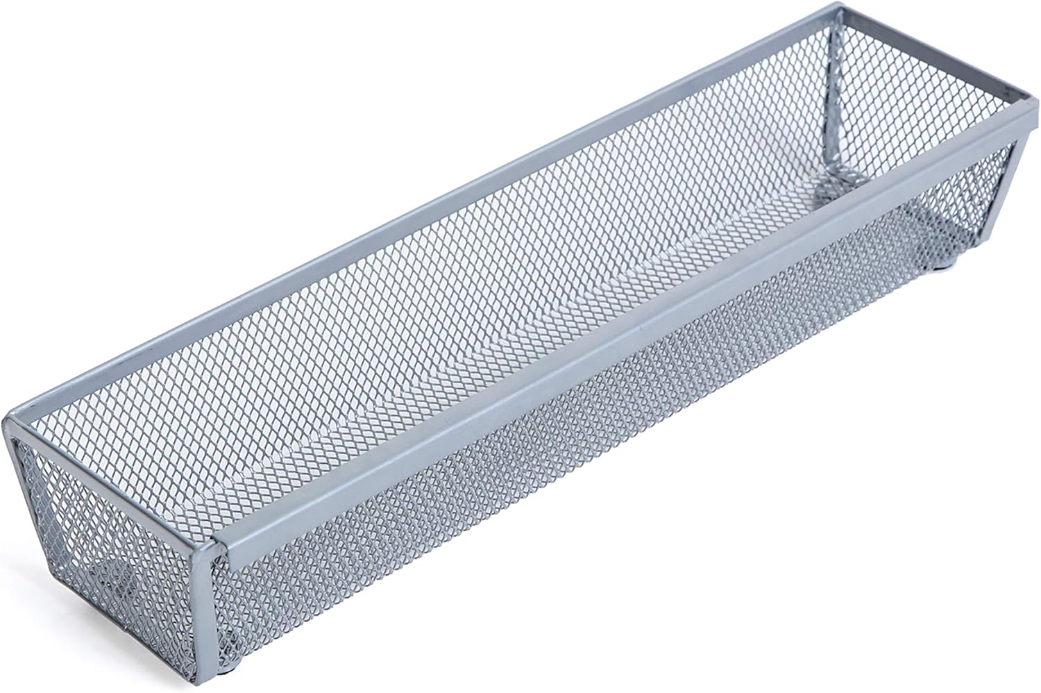 Smart Design Drawer Organizer - (12 x 3 Inch) - Steel Metal Mesh Tray - w/ Interlocking Arm Connection - Utensils, Silverware, Organization - Kitchen [Silver]