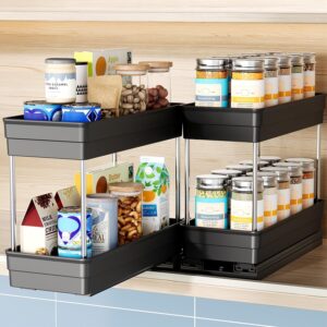 Nieifi Spice Organization for Cabinet-Vertical Spice Rack Pull Out-Spice Rack Organizer for Cabinet-4-1/3 inch Wide-Seasoning Kitchen Organizer-4.3" W x 10.6" D x 8.7" H-2 Pack-2 Tier