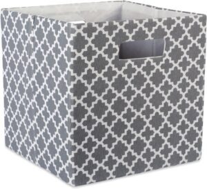 DII Hard Sided Collapsible Fabric Storage Container for Nursery, Offices, & Home Organization, (11x11x11) - Lattice Gray