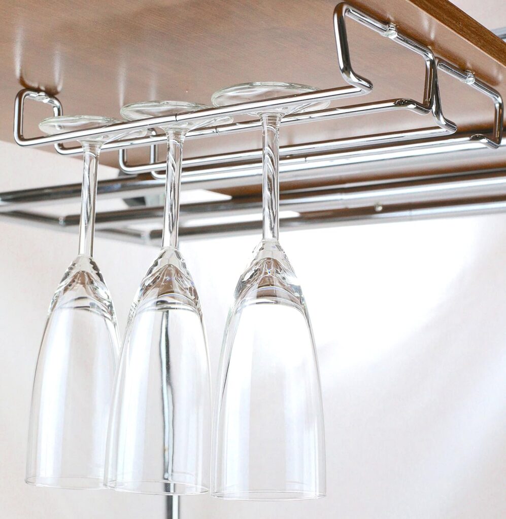 Deco Brothers 2PK Single Rail Wine Glass Stemware Rack Holder, Chrome