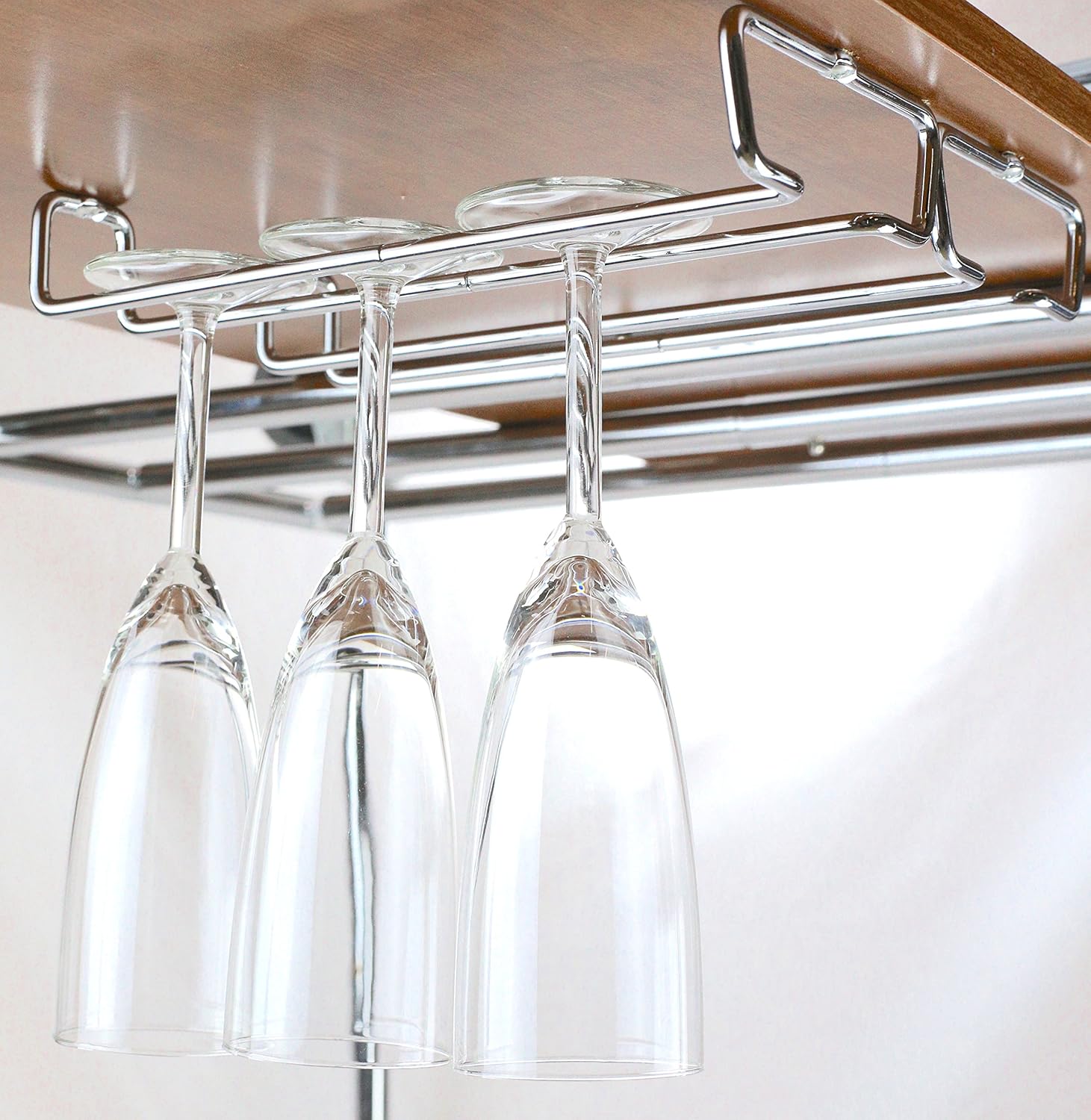 Deco Brothers 2PK Single Rail Wine Glass Stemware Rack Holder, Chrome