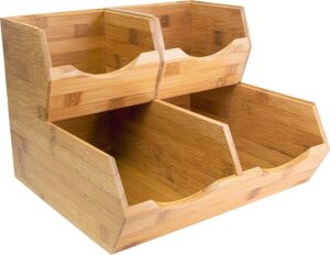 HOMESTEAD Bamboo Pantry Storage Bins  Potato & Onion Storage Bin for Pantry Organizers, Produce Organizer Set of 3  Slide out Bin Access